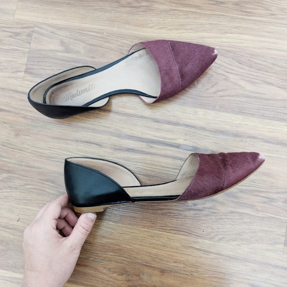 Madewell Shoes - Madewell D'Orsay Cabernet Red Calf-Hair Flats 9